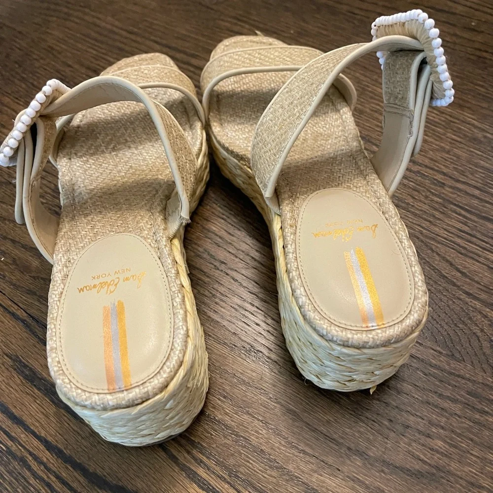 Sam Edelman Beige Woven Espadrille Wedge Sandals